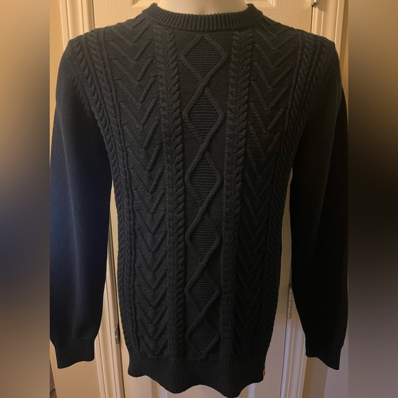 A Fish Named Fred Cable Pullover Sweater Navy Mens Medium Brand New NWT - Picture 7 of 11